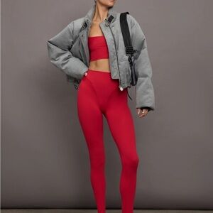 Carbon38 Red High-Waisted Leggings for Active Wear